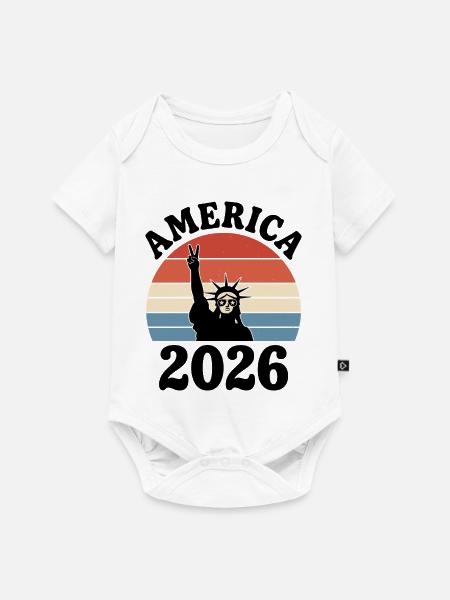 America 2026 Freiheitsstatue Peace - Baby Premium Kurzarmbody - Weiß