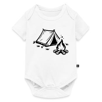 Camping sur le feu de camp sous tente - Body à manches courtes Premium Bébé - blanc - Devant