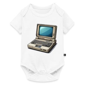 Laptop Retro Computer Vintage Style Illustration - Baby Premium short-sleeve bodysuit - white - Front