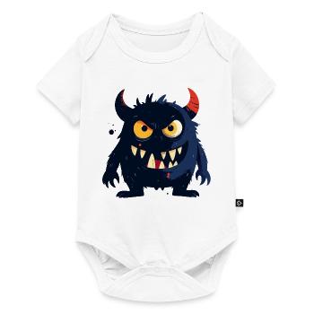 little naughty monster with horns sharp teeth - Baby Premium short-sleeve bodysuit - white - Front