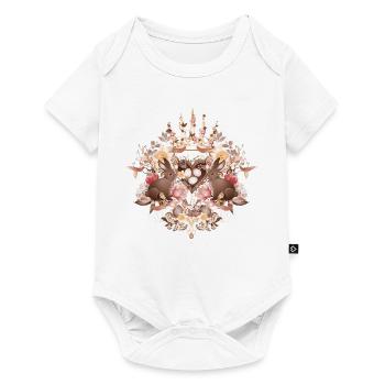 Sepia frame with bunnies and Easter nest - Baby Premium short-sleeve bodysuit - white - Front