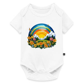 Blühender Regenbogen am Sonnenaufgang - Baby Premium Kurzarmbody - Weiß - Vorne