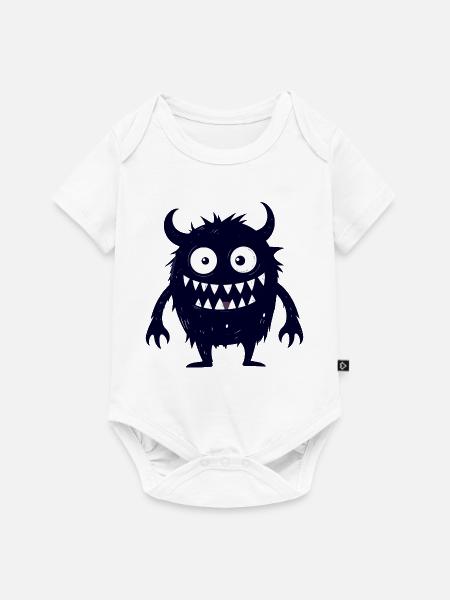dunkles kleines süßes Monsterchen lustig - Baby Premium Kurzarmbody - Weiß