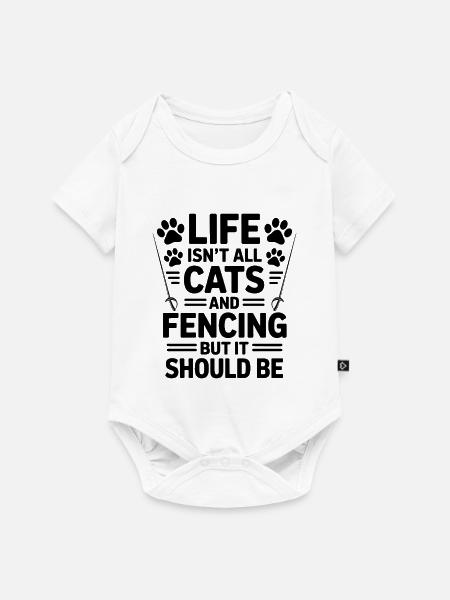 Fechten Sprüche Katzen Lustiges Fechten Geschenk - Baby Premium Kurzarmbody - Weiß