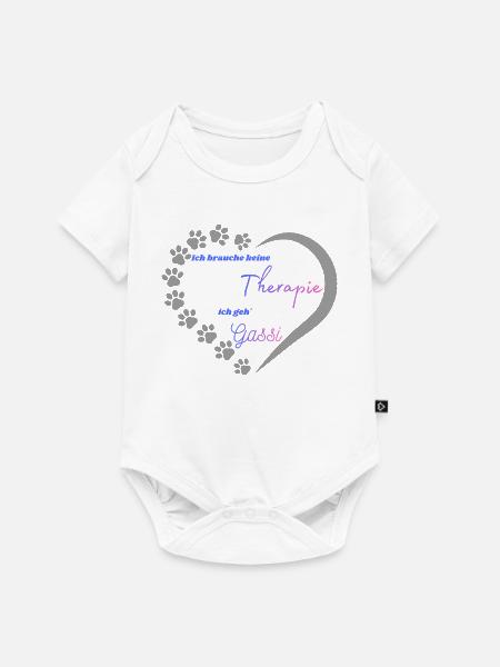 Gassi statt Therapie Herzdesign - Baby Premium Kurzarmbody - Weiß