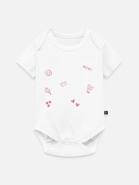 Herzkrone Doodle Pop Art - Baby Premium Kurzarmbody - Weiß