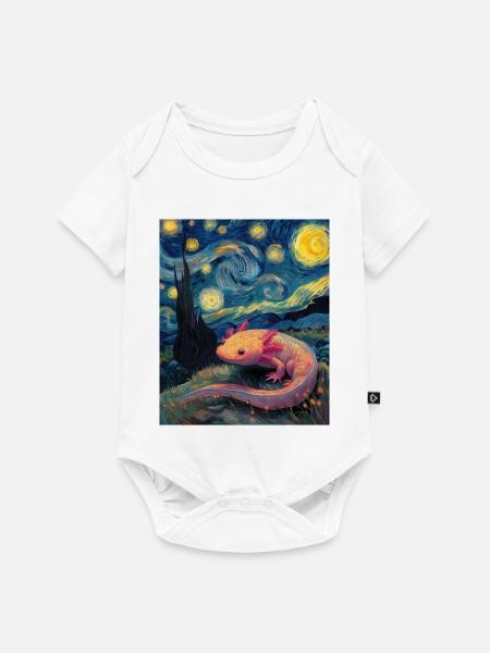 Axolotl Van Gogh Starry Night - Baby Premium Kurzarmbody - Weiß