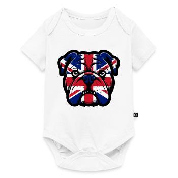Union Jack Bulldoggen-Porträt - Baby Premium Kurzarmbody - Weiß - Vorne