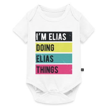 Je suis Elias qui fait Elias Things Rétro Colors - Body à manches courtes Premium Bébé - blanc - Devant