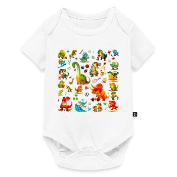 Motif de dinosaures sportifs mignons, championnat de dinosaures - Body à manches courtes Premium Bébé - blanc - Devant