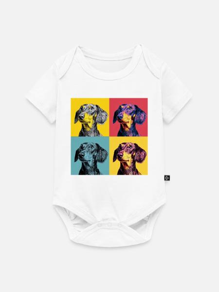Pop Art Dackel-Quad - Baby Premium Kurzarmbody - Weiß