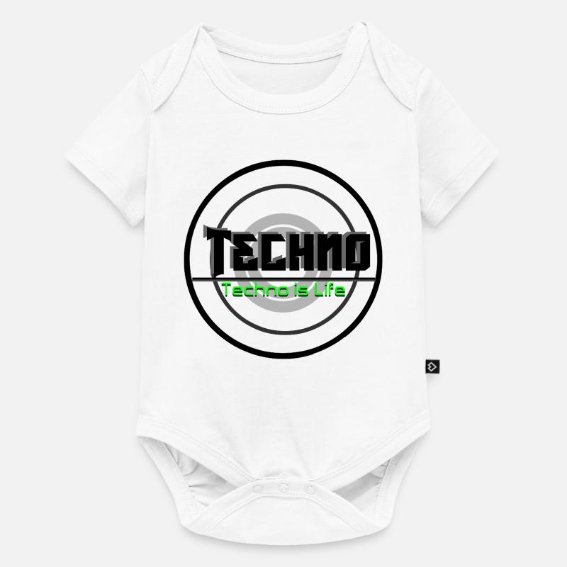 Logo néon Techno is Life - Body à manches courtes Premium Bébé - blanc