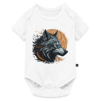 Black Wolf Under Golden Moon - Baby Premium short-sleeve bodysuit - white - Front