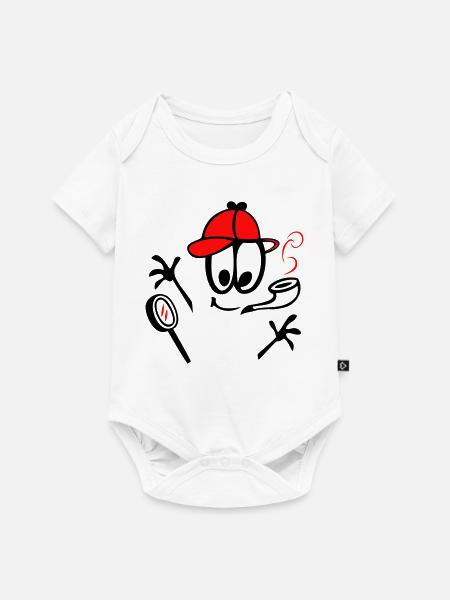 Detektiv mit Pfeife - Baby Premium Kurzarmbody - Weiß