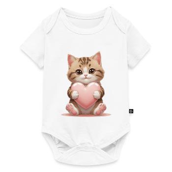 Cuddly kitten with heart - Baby Premium short-sleeve bodysuit - white - Front