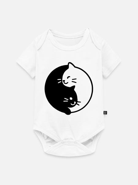 Yin und Yang katzen Duo - Baby Premium Kurzarmbody - Weiß