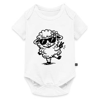 Dancing Sheep with Sunglasses Doodle - Baby Premium short-sleeve bodysuit - white - Front