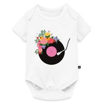 Disque vinyle fleuri - Body à manches courtes Premium Bébé - blanc - Devant