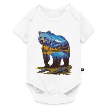 Wander Bear Mountains Lake Retro Nature Design - Baby Premium short-sleeve bodysuit - white - Front