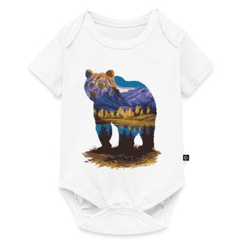 Wander Bear Mountains Lake Retro Nature Design - Baby Premium short-sleeve bodysuit - white - Front