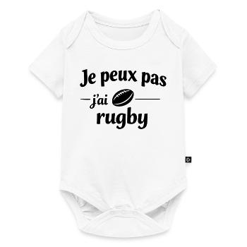 Je peux pas j’ai rugby – Humour sport et passion  - Body à manches courtes Premium Bébé - blanc - Devant