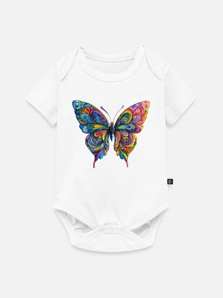 Bunter Farbenschmetterling - Baby Premium Kurzarmbody - Weiß