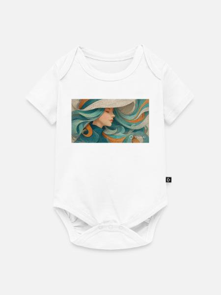 Fließendes Farbporträt Turquoise - Baby Premium Kurzarmbody - Weiß