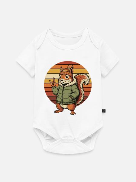 Cooles Eichhörnchen - Winter Retro Design - Baby Premium Kurzarmbody - Weiß
