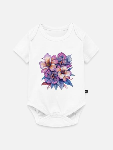 Farbexplosion Blütenpracht - Baby Premium Kurzarmbody - Weiß