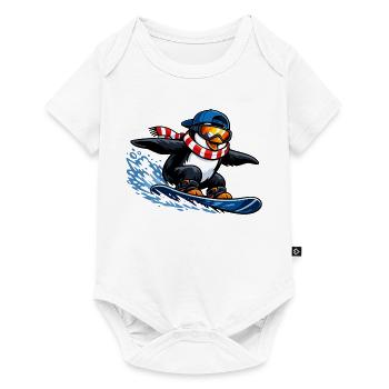 Pinguin Boarder Wintersport - Baby Premium Kurzarmbody - Weiß - Vorne