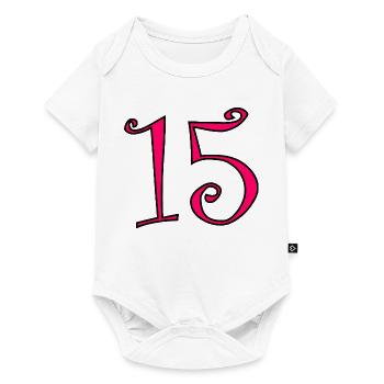 15. 15 ANS. 15e ANNIVERSAIRE. ANNIVERSAIRE 15 ANS. - Body à manches courtes Premium Bébé - blanc - Devant