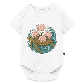 Lotus Turtle on Ocean Waves - Baby Premium short-sleeve bodysuit - white - Front