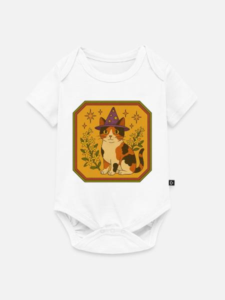 Calico-Hexenkatze mit Sternenhut - Baby Premium Kurzarmbody - Weiß