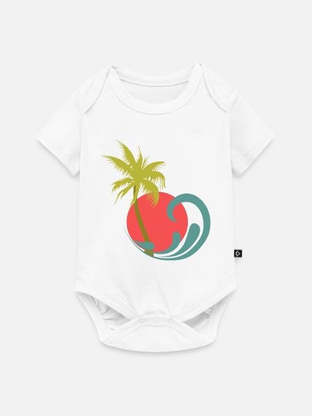Tropischer Palmenstrand Sonne und Wellen - Baby Premium Kurzarmbody - Weiß