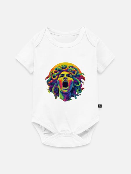 Neon-Medusa: Farbenrausch Kopf - Baby Premium Kurzarmbody - Weiß