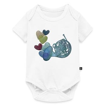 Heartnote Horn with Colourful Hearts - Baby Premium short-sleeve bodysuit - white - Front