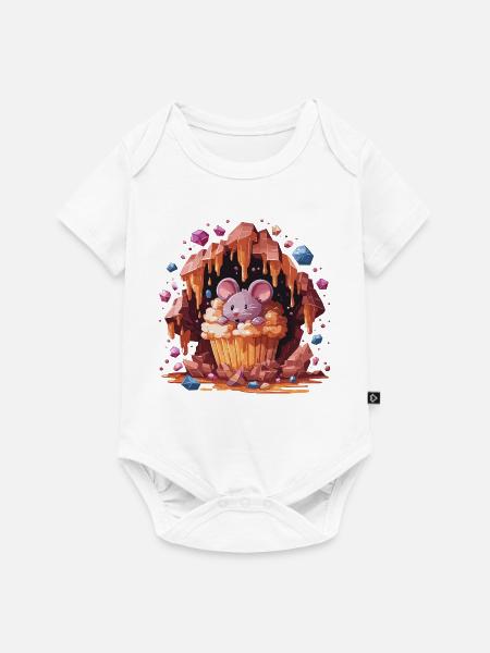 Maus im Kristallcupcake - Baby Premium Kurzarmbody - Weiß