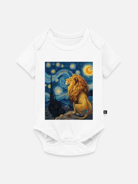 Löwe Van Gogh - Baby Premium Kurzarmbody - Weiß