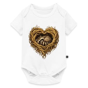 Sleeping raccoon in the root heart – forest motif - Baby Premium short-sleeve bodysuit - white - Front