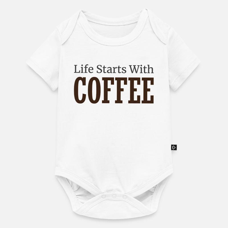 La vie commence avec le café - Un amant du café disant - Body à manches courtes Premium Bébé - blanc