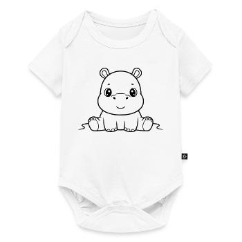 Résumé de la bande dessinée Bébé Hippopotame mignon - Body à manches courtes Premium Bébé - blanc - Devant