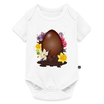Œuf de Pâques en chocolat avec fleurs et vanille - Body à manches courtes Premium Bébé - blanc - Devant