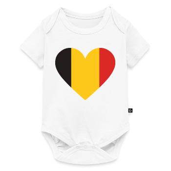 Humour,Belge, belgique, drapeau, frite, frites - Body à manches courtes Premium Bébé - blanc - Devant