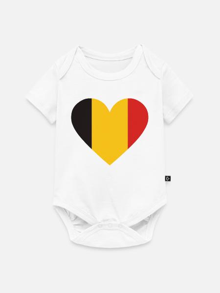 Belgische Herz-Trikolore - Baby Premium Kurzarmbody - Weiß