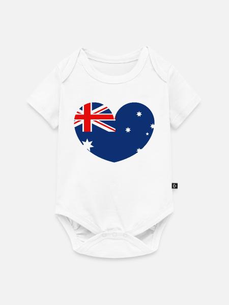 Australische Flagge mit Herz - Baby Premium Kurzarmbody - Weiß