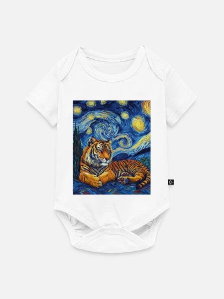 Tiger Van Gogh - Baby Premium Kurzarmbody - Weiß