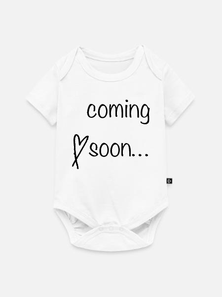 Coming Soon Schriftzug - Baby Premium Kurzarmbody - Weiß