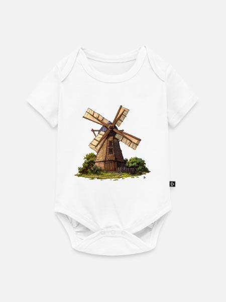Windmühle im Garten - Baby Premium Kurzarmbody - Weiß