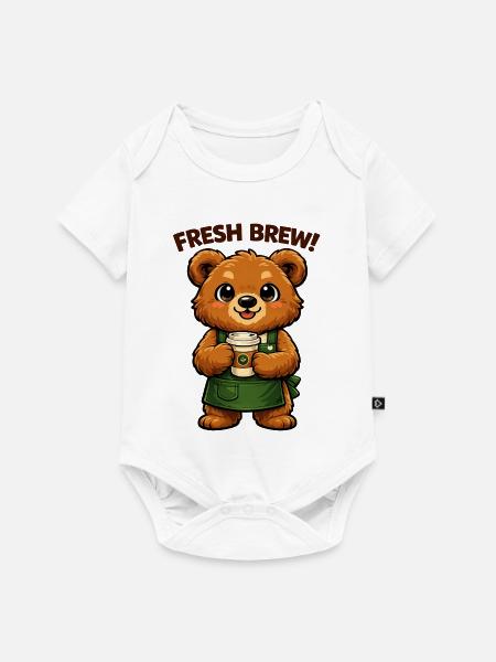 Kaffee Bär Barista - Baby Premium Kurzarmbody - Weiß