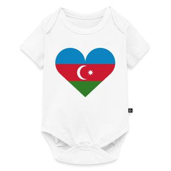 Drapeau du cœur de l’Azerbaïdjan - Body à manches courtes Premium Bébé - blanc - Devant